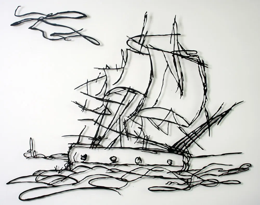 Metal sketch of a ship